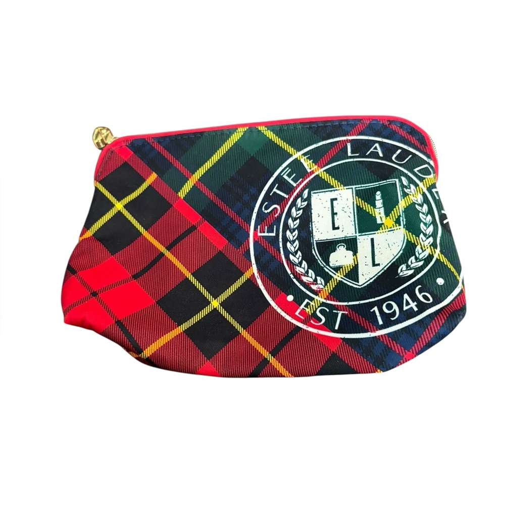 Estee Lauder Tartan Plaid Nylon Makeup Cosmetic Travel‎ Bag New Without Tags